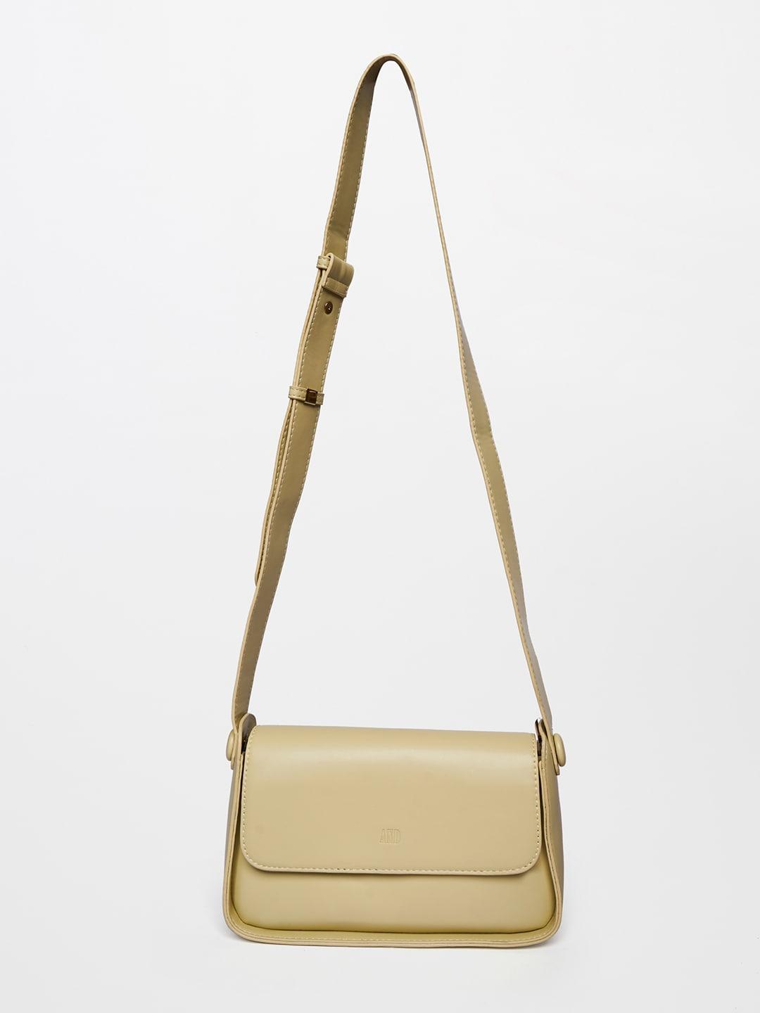 AND Beige PU Structured Sling Bag