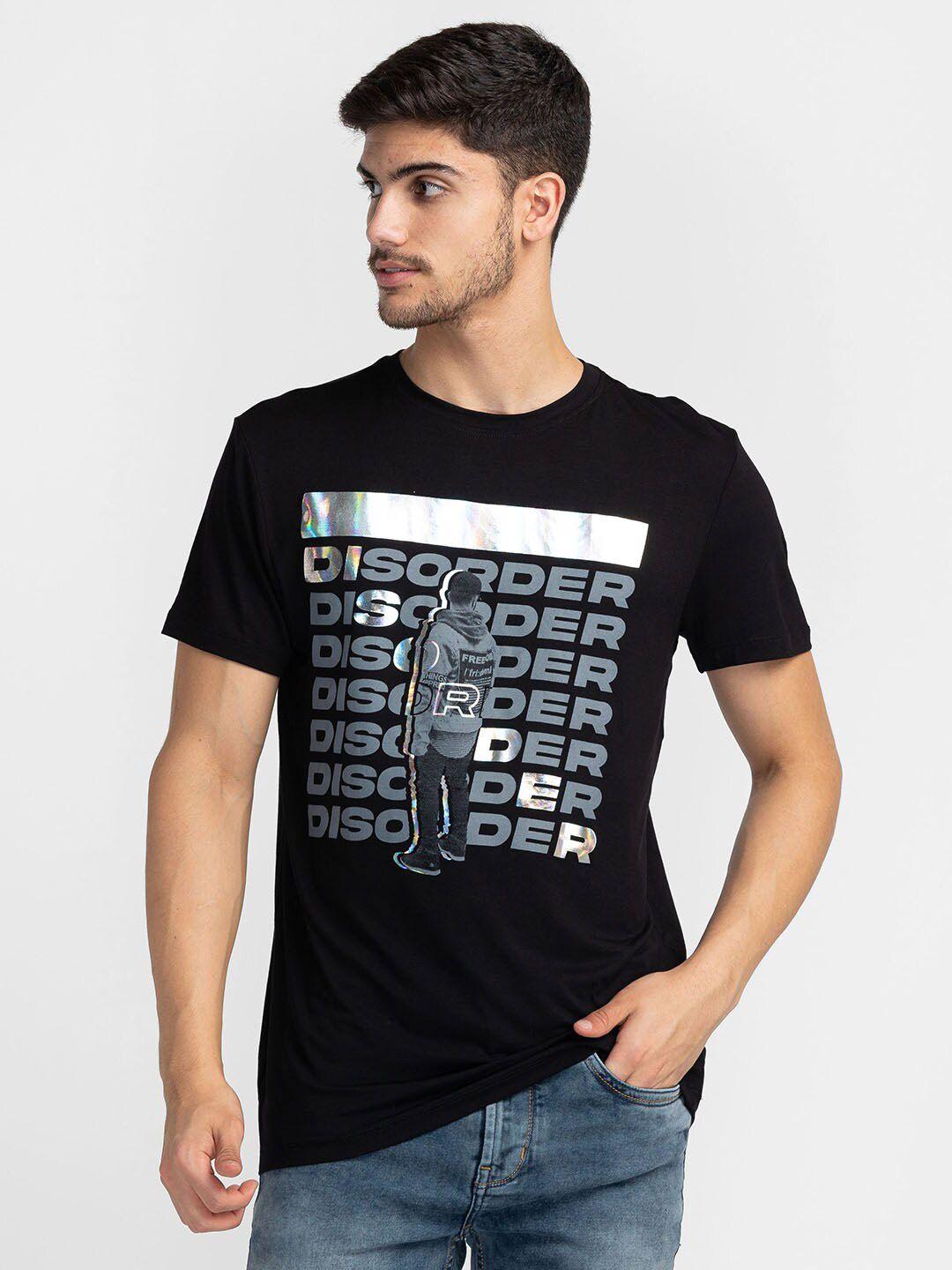 globus-men-cotton-black-typography-printed-t-shirt