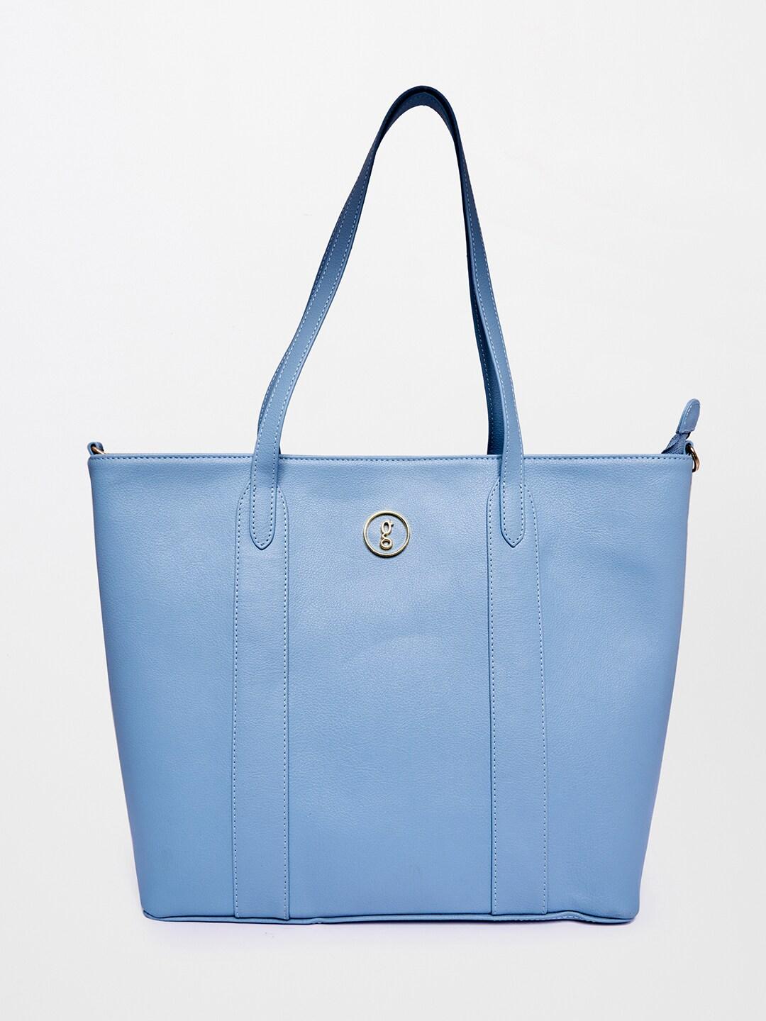 Global Desi Blue PU Shopper Shoulder Bag