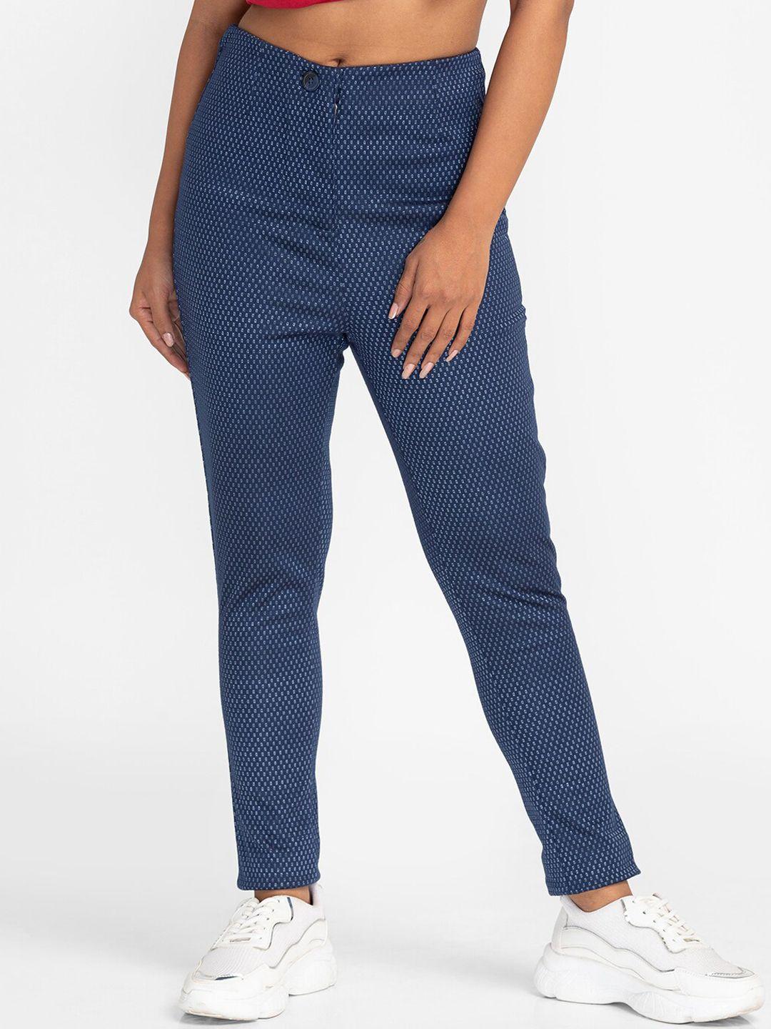 globus-women-navy-blue-printed-slim-fit-high-rise-trousers