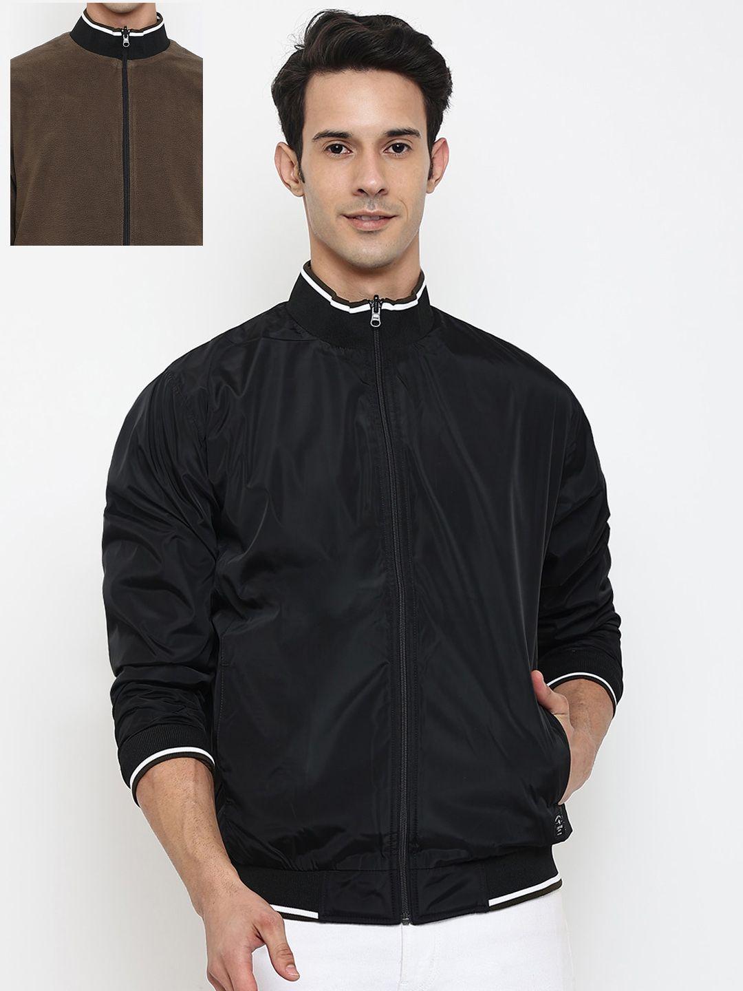 cantabil-men-black-&-brown-reversible-bomber-jacket