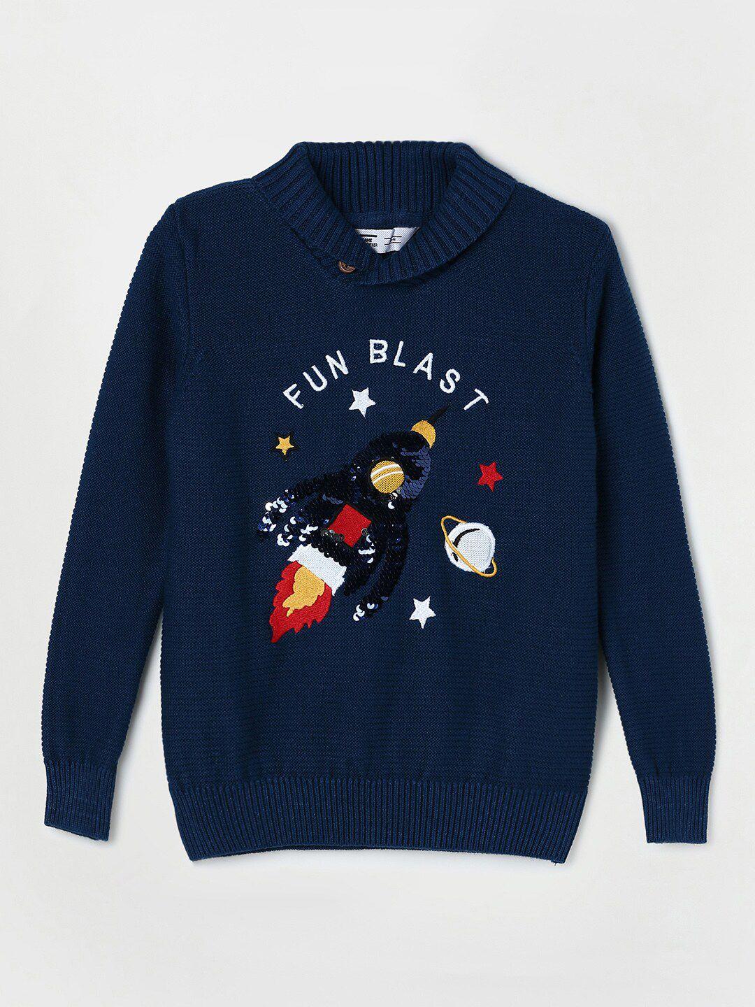 Fame Forever by Lifestyle Boys Blue & Red Printed Cotton Pullover