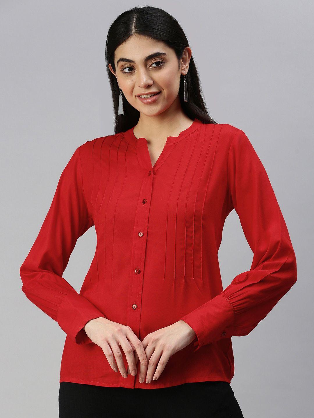 malhaar-red-bishop-sleeves-pure-cotton-top