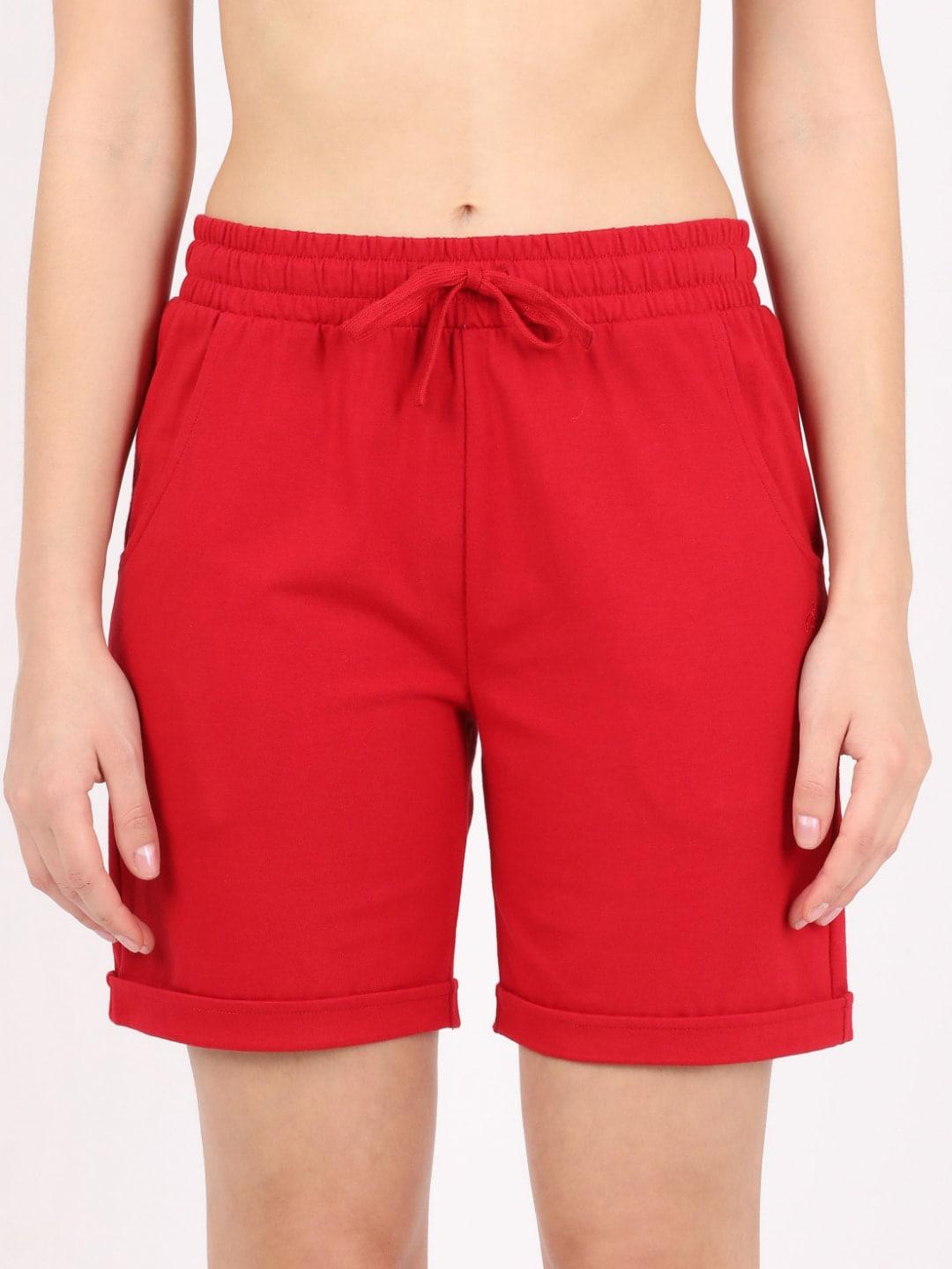 Jockey Women Red Cotton Lounge Shorts