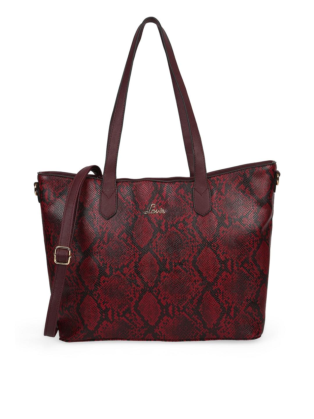 Lavie Red Textured Structured Shoulder Bag