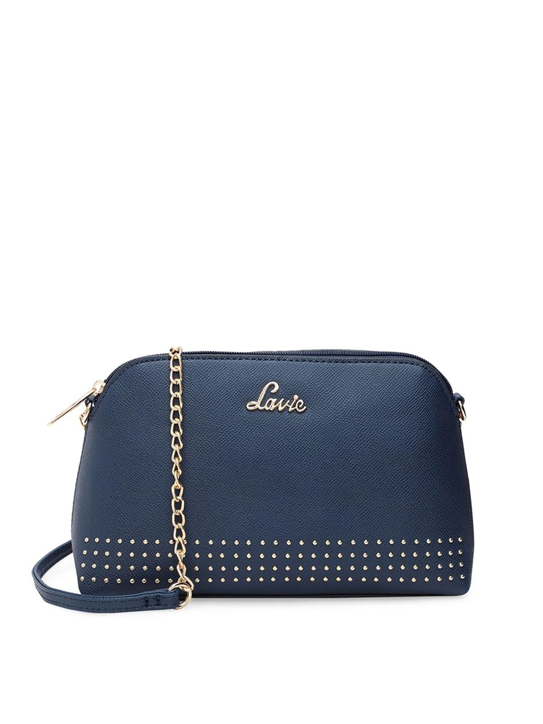 lavie-navy-blue-structured-sling-bag