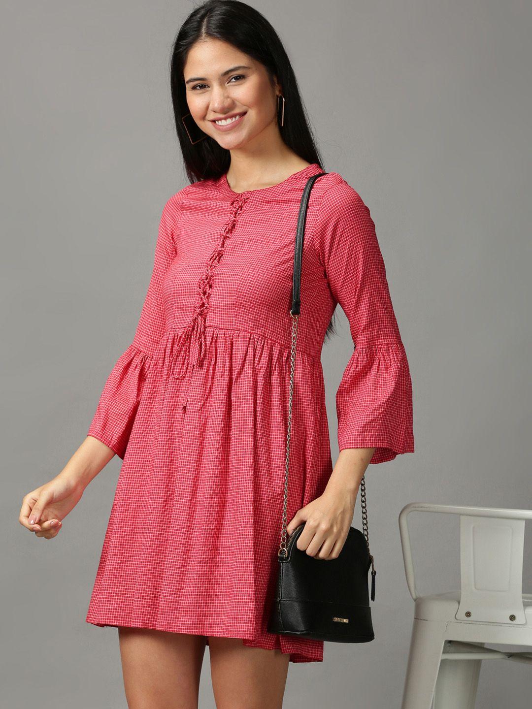 showoff-red-ethnic-cotton-dress