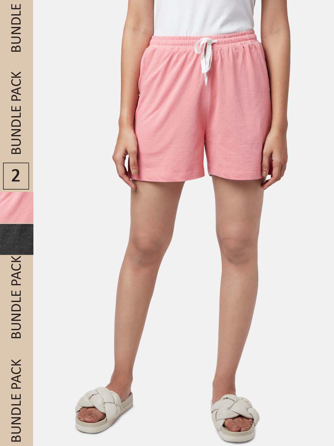 yu-by-pantaloons-women-pink-&-black-pack-of-2-lounge-shorts