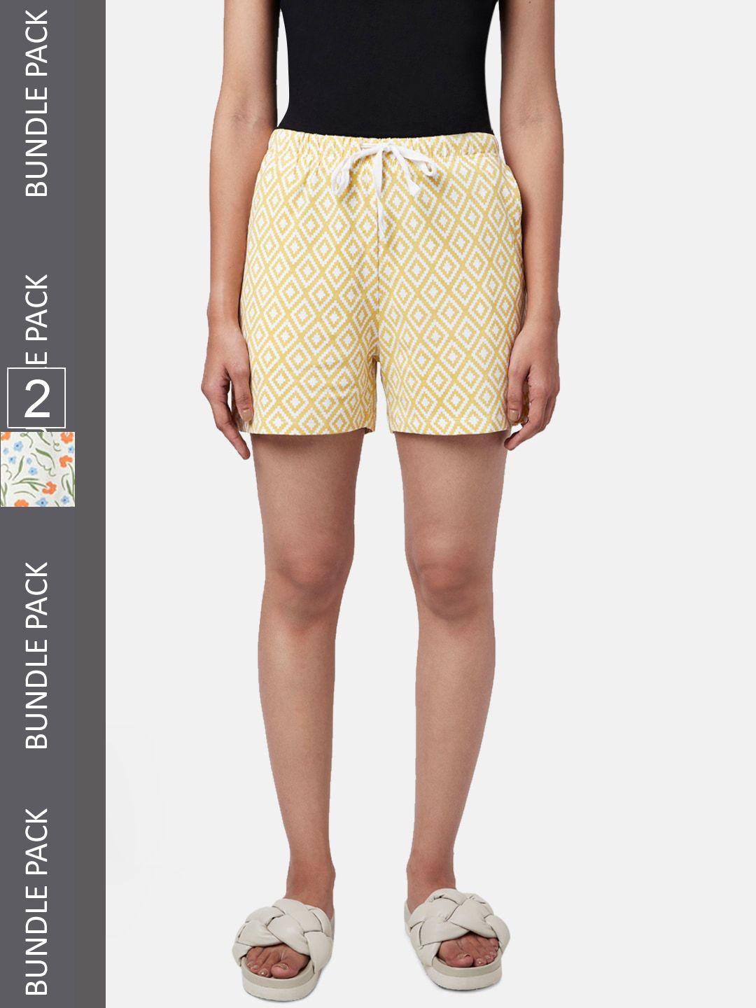 yu-by-pantaloons-women-pack-of-2-printed-cotton-shorts