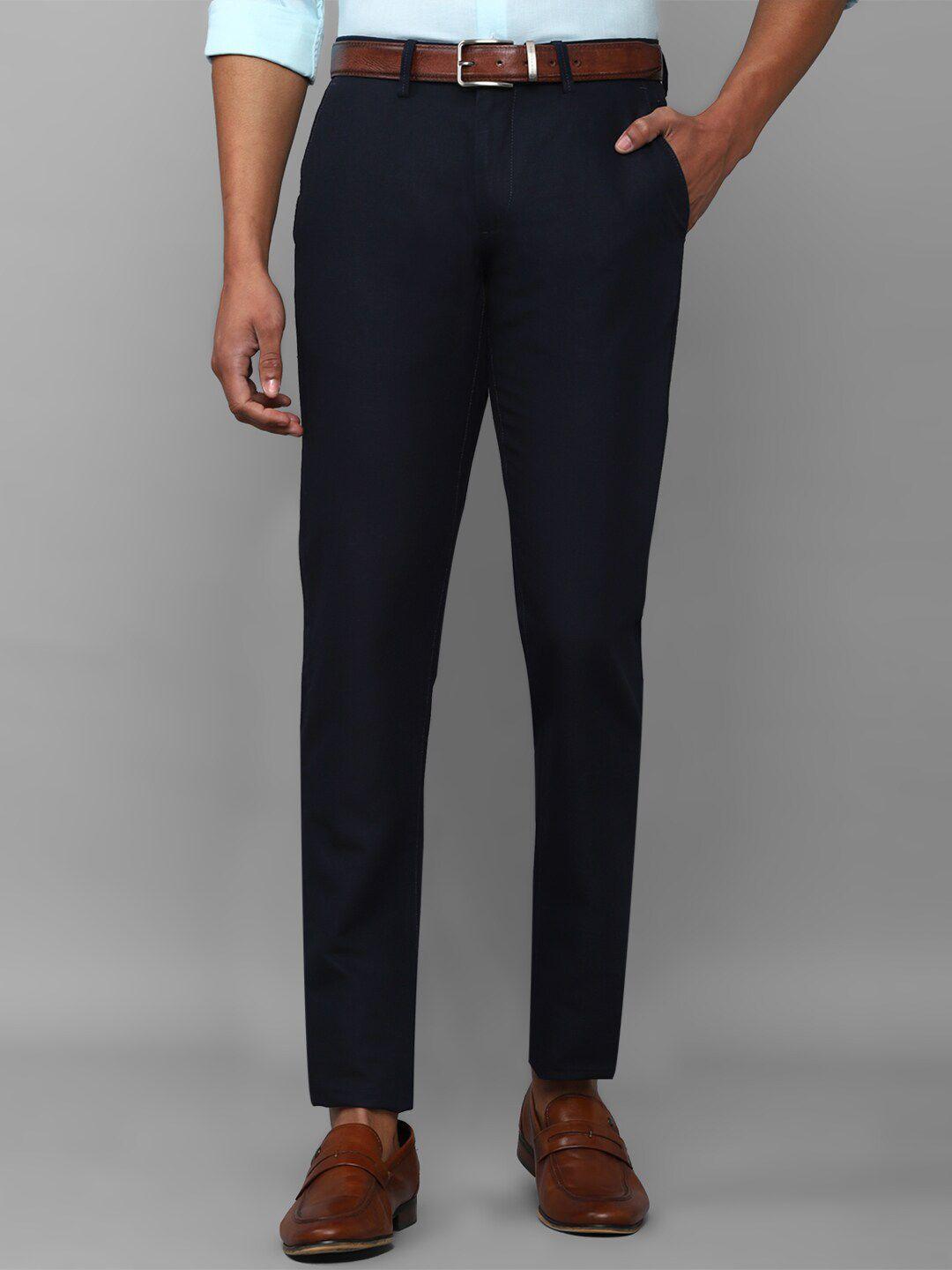 Allen Solly Men Navy Blue Solid Slim Fit Formal Trouser