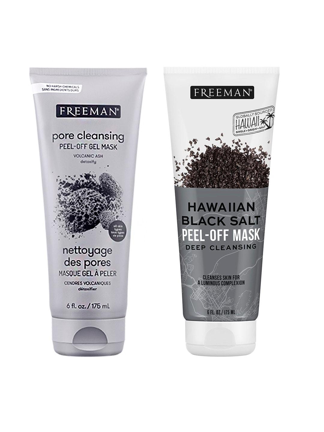 FREEMAN Set of 2 Peel-Off Masks - Hawaiian Black Salt & Pore Cleansing - 175ml each