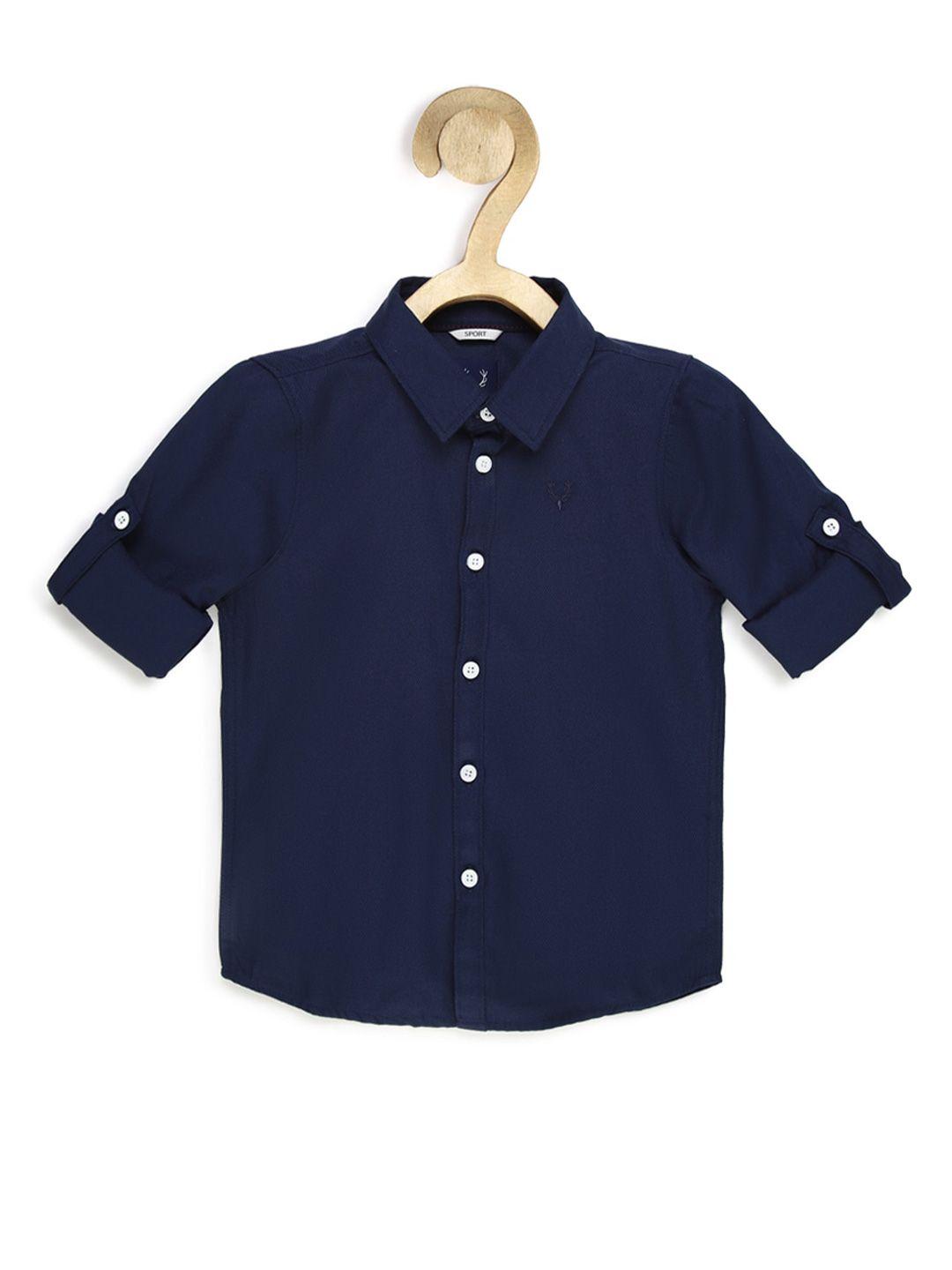 Allen Solly Junior Boys Navy Blue Slim Fit Casual Shirt