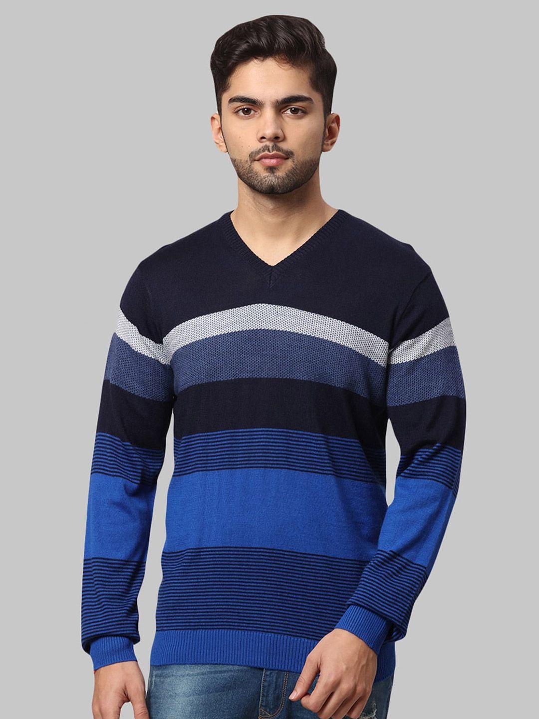 park-avenue-men-blue-&-navy-blue-striped-pullover