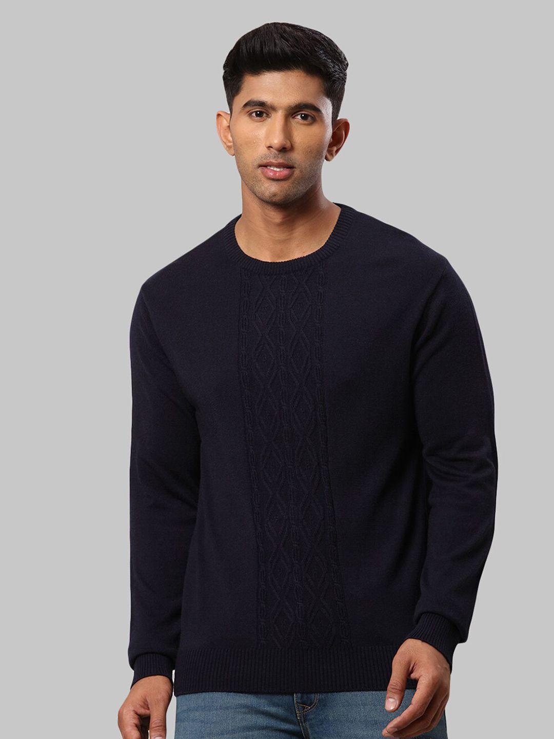 Raymond Men Blue Cable Knit Pullover Sweater