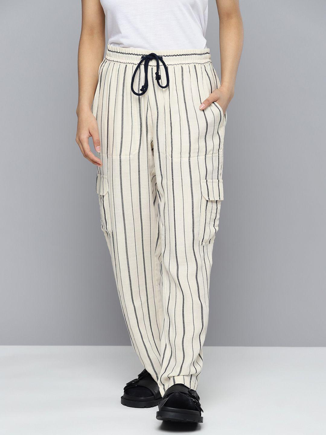HERE&NOW Women Striped Pure Cotton Lounge Pants
