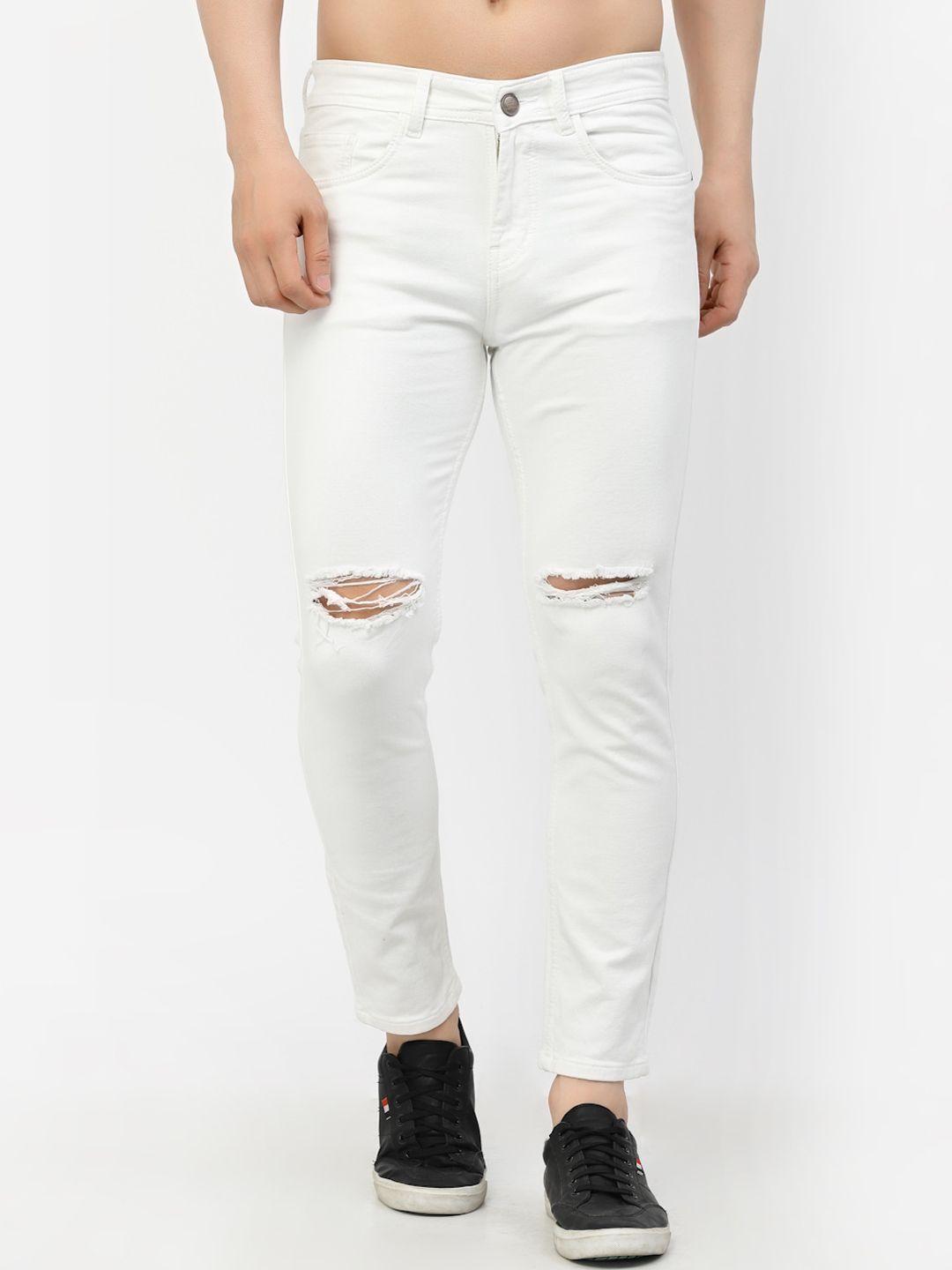 fever-men-white-slim-fit-slash-knee-stretchable-jeans