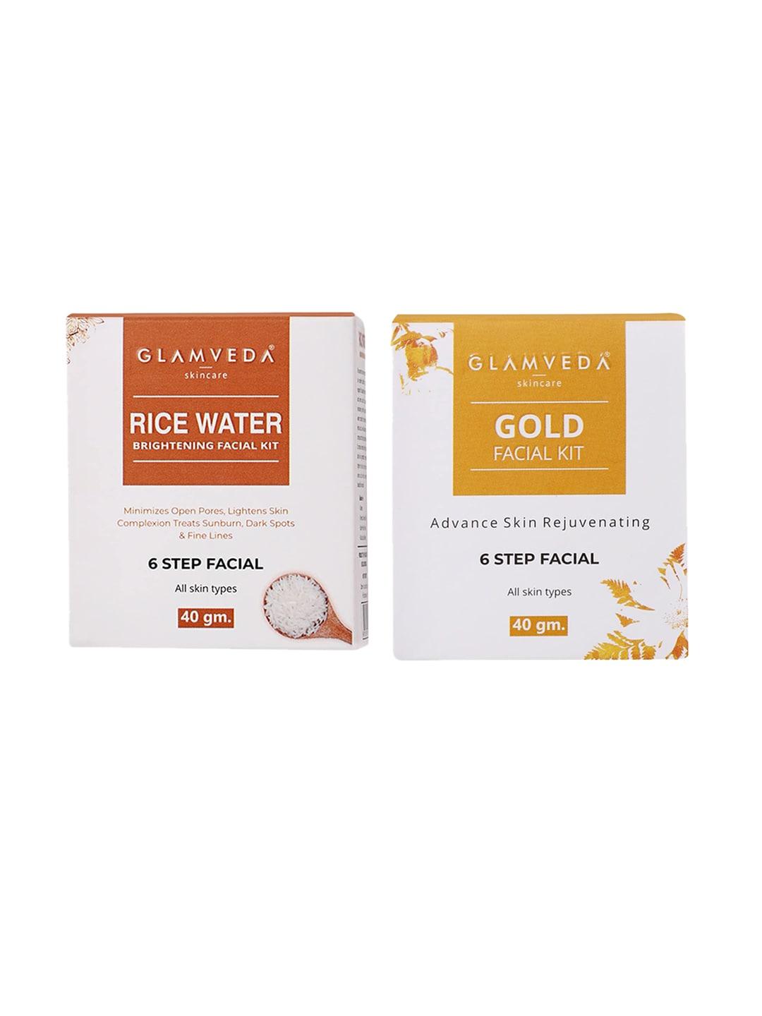 glamveda-set-of-2-rice-water-brightening-&-gold-rejuvenating-facial-kit-40gm-each
