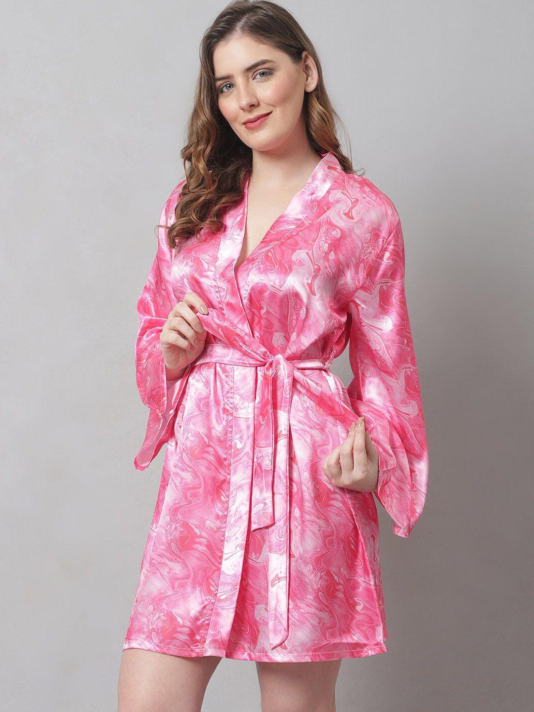claura-women-pink-&-silver-printed-silk-robe
