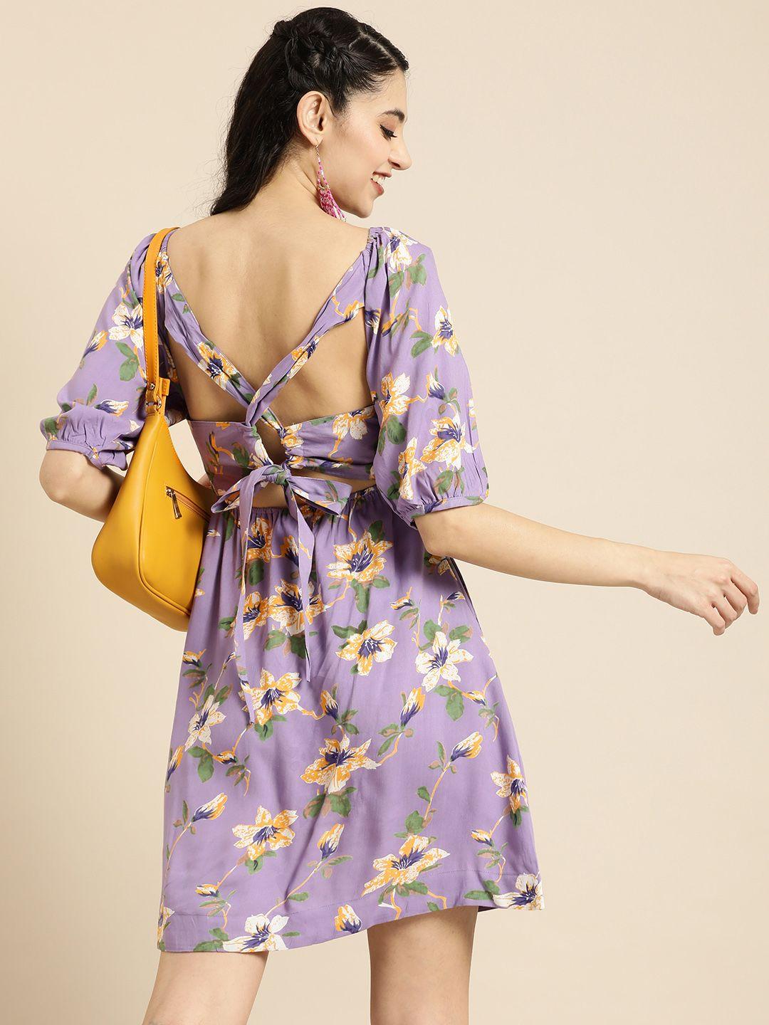anouk-floral-printed-puff-sleeves-a-line-cut-out-styled-back-dress