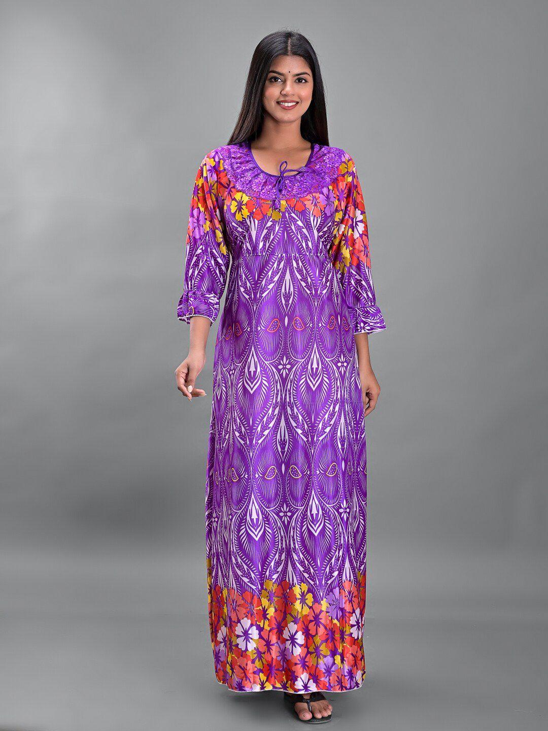 apratim-women-purple-printed-maxi-nightdress