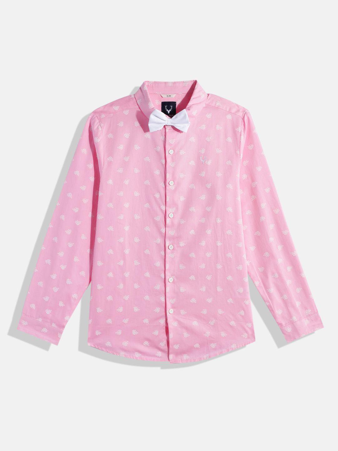 allen-solly-junior-boys-slim-fit-floral-opaque-printed-pure-cotton-casual-shirt-with-a-bow