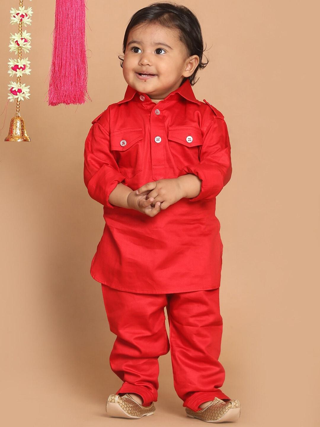vastramay-sishu-boys-red-pure-cotton-kurta-with-pyjama-set