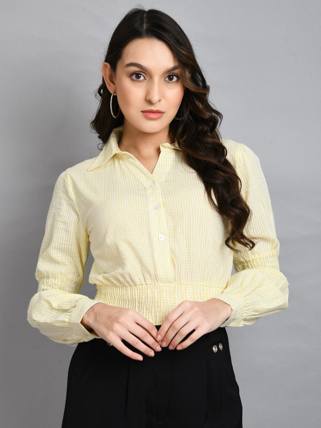 PRETTY LOVING THING Pure Cotton Checked Shirt Style Crop Top