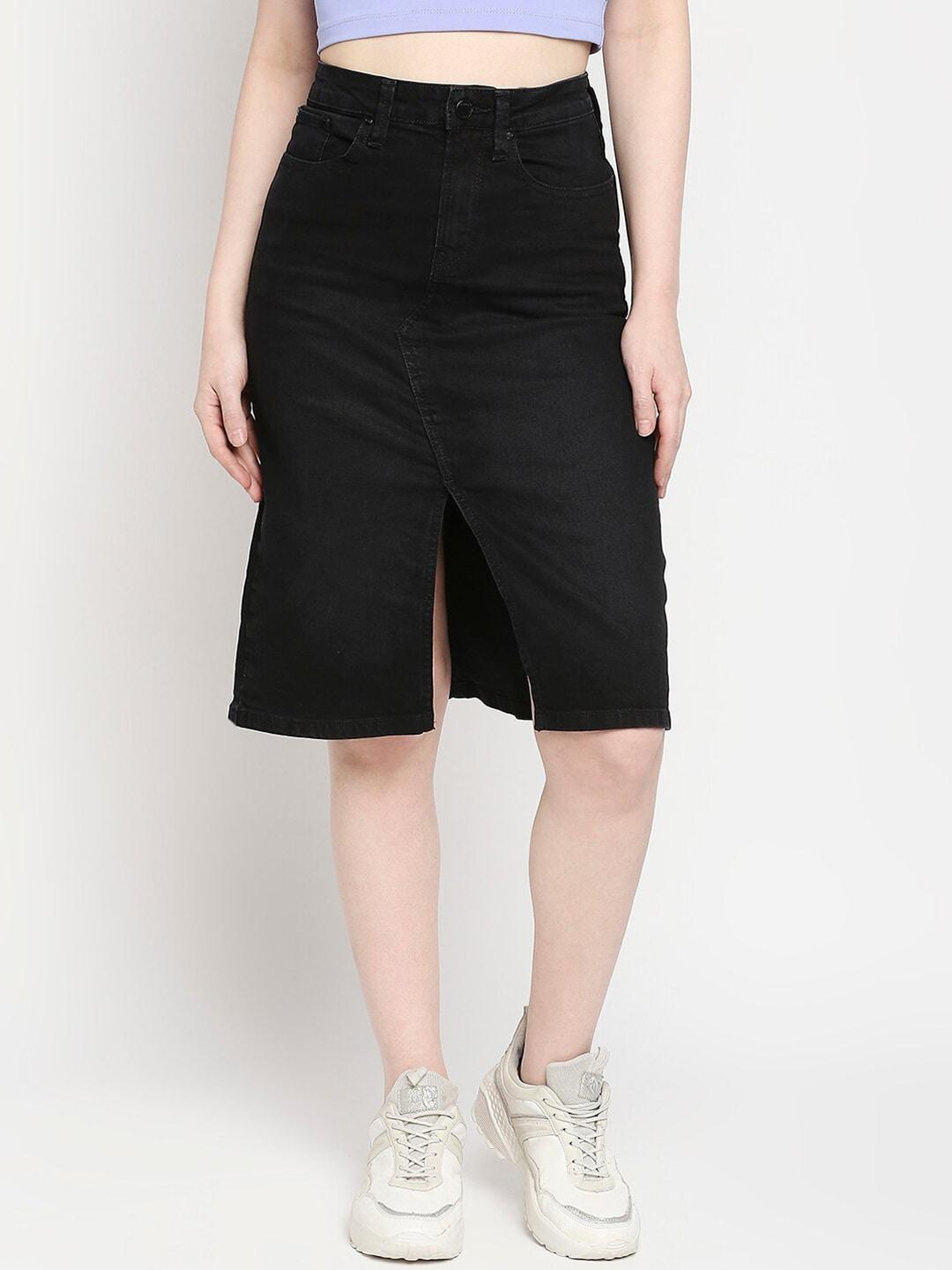 spykar-pencil-knee-length-denim-skirt