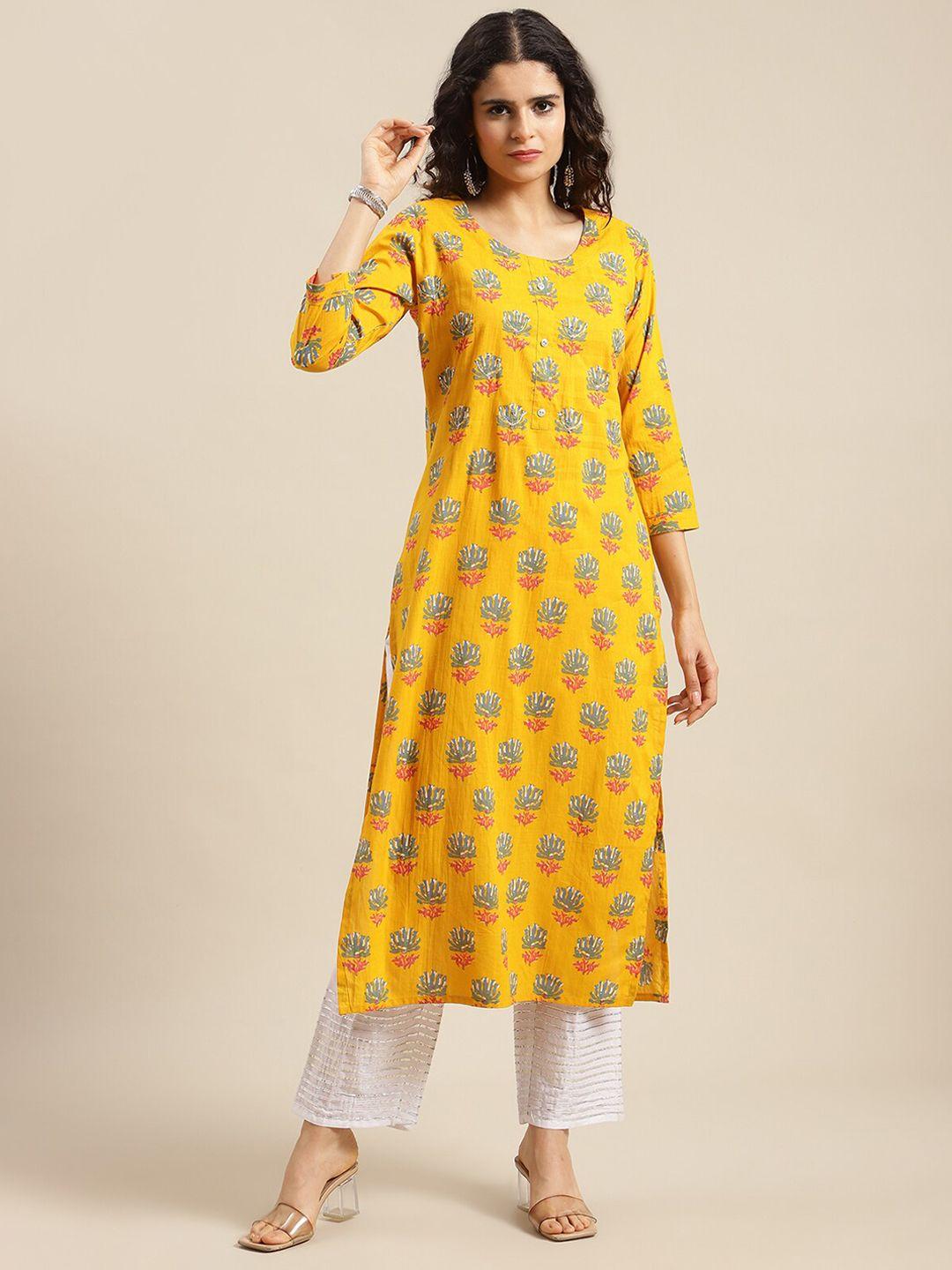 ksut-women-ethnic-block-printed-round-neck-pure-cotton-kurta