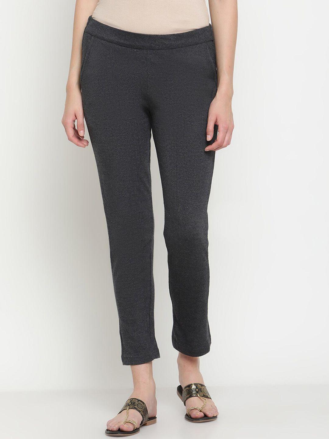 be-indi-women-solid-acrylic-straight-fit-trousers
