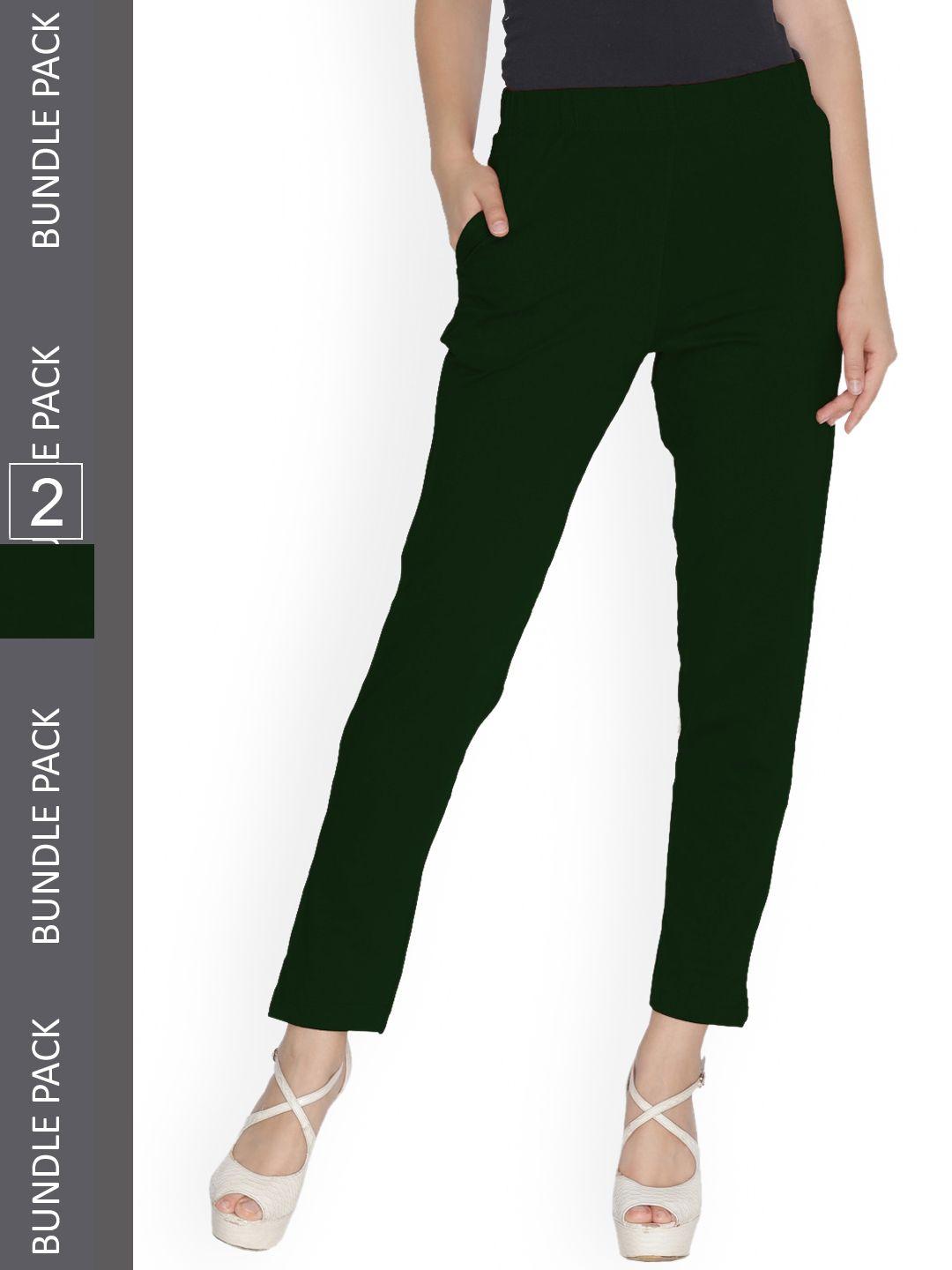 LYRA Women Olive Green Smart Trousers