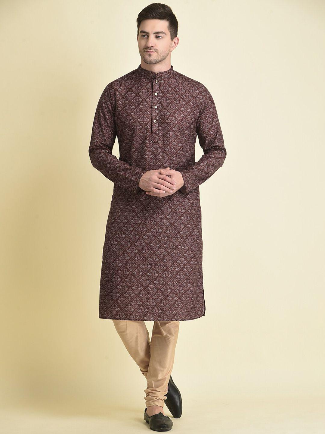 tabard-men-maroon-pure-cotton-kurta-with-pyjama-set