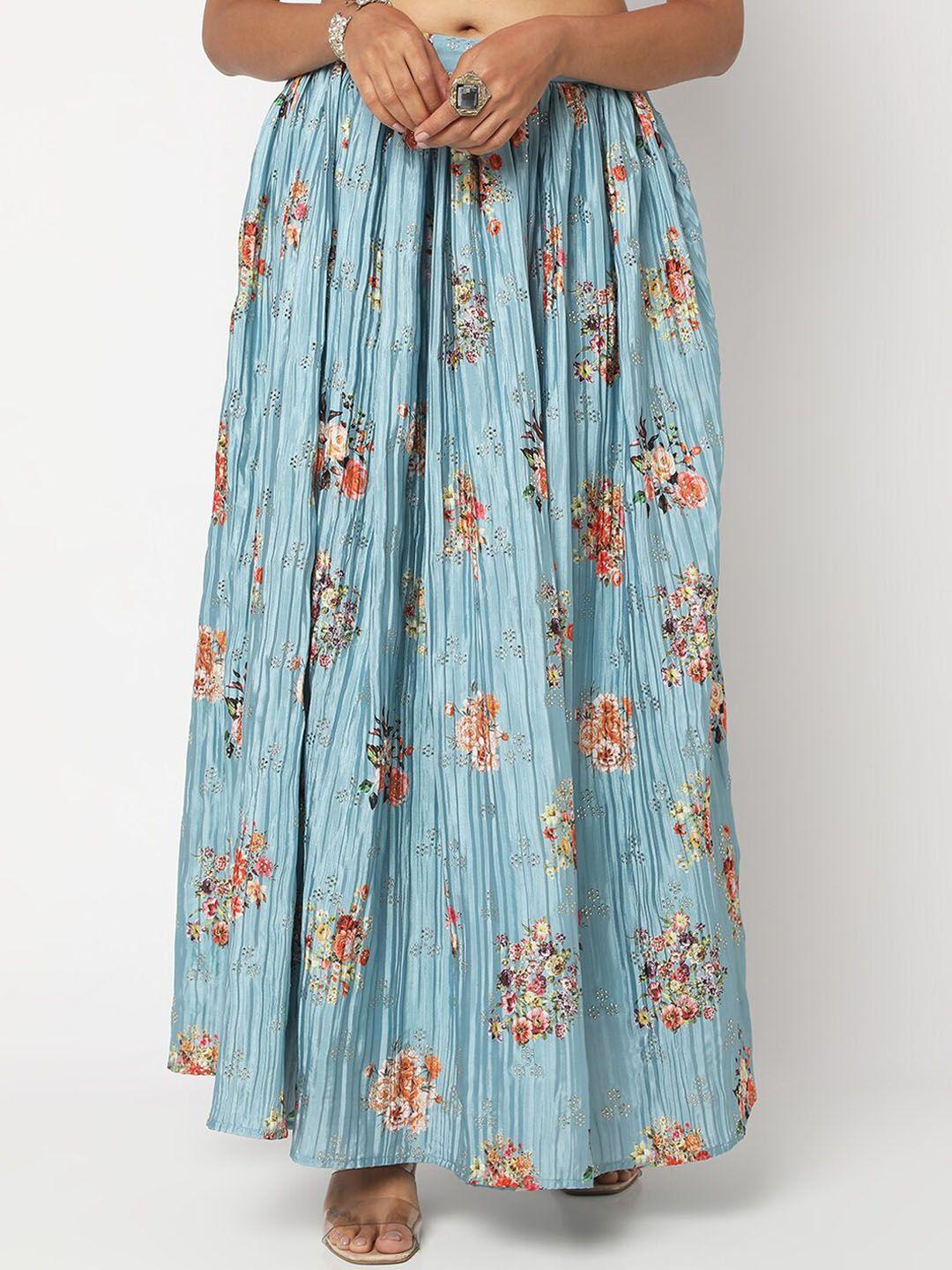 Ethnicity Women Floral Printed Flared Maxi Skirt