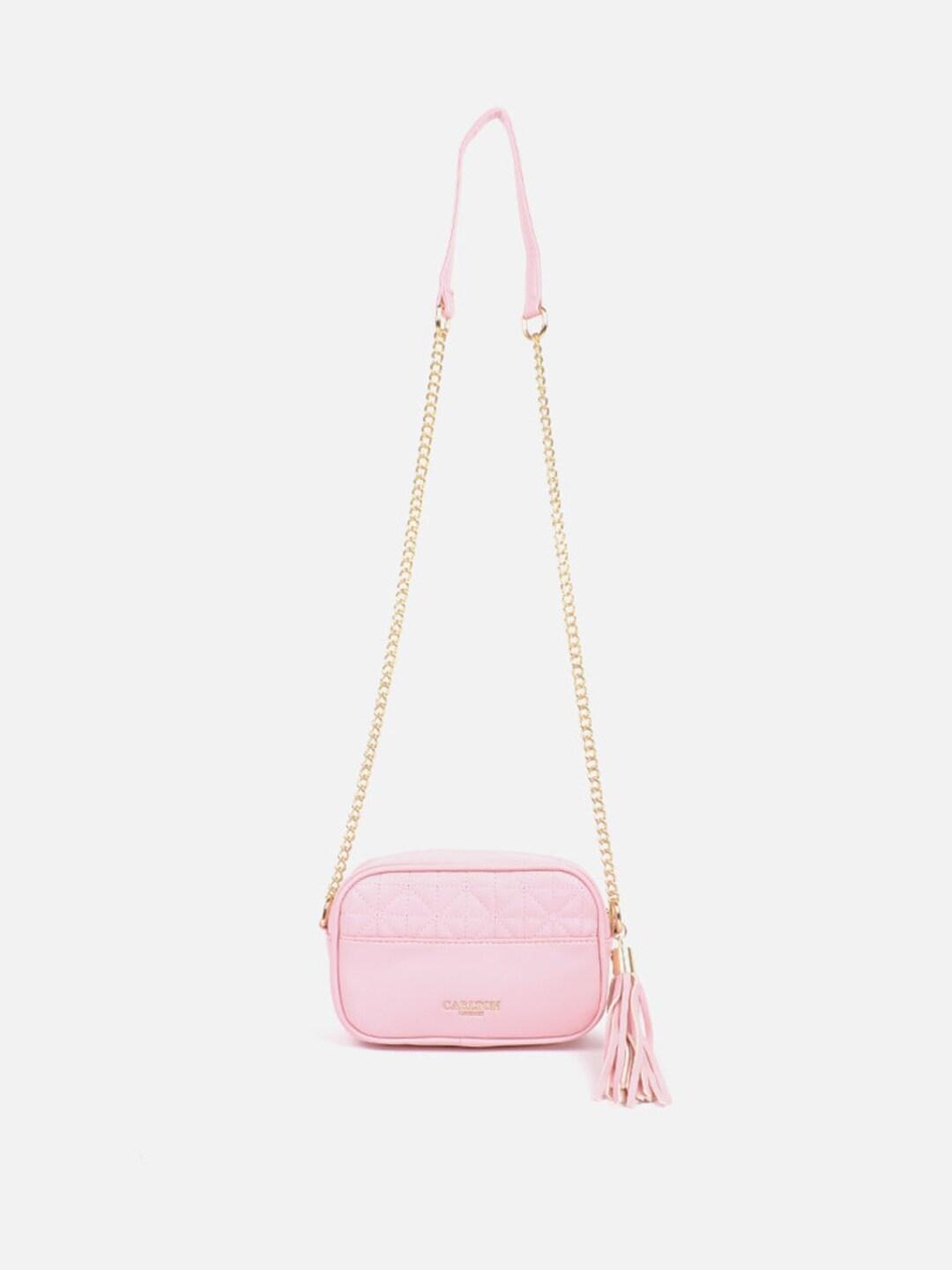 Carlton London Textured Structured Sling Bag with Tasselled