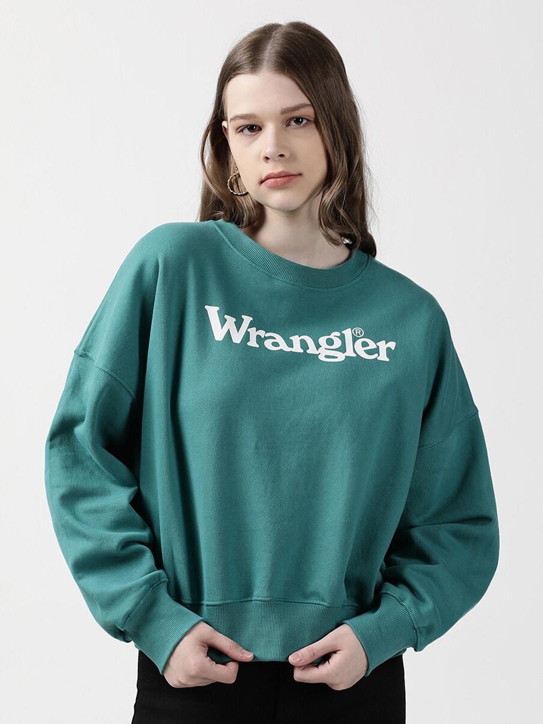 Wrangler Women Green Logo Printed Sweatshirt