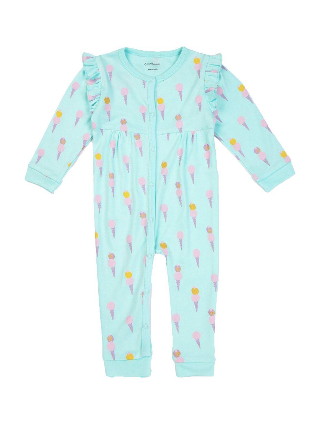 My Milestones Infant Girls Printed Pure Cotton Rompers
