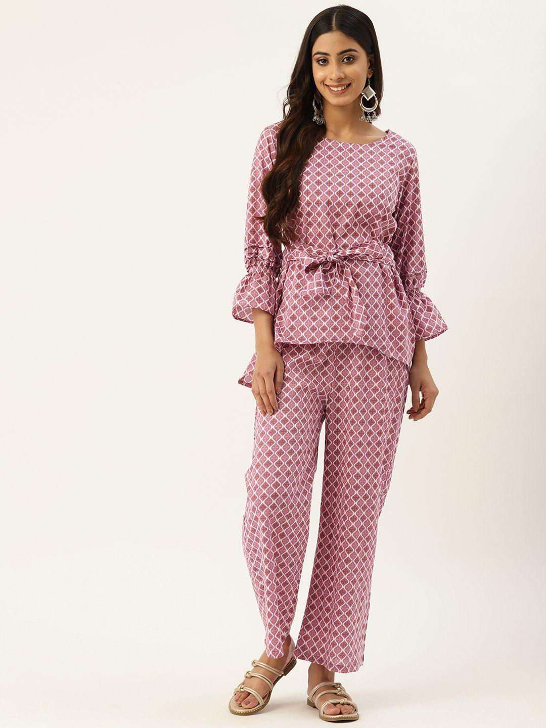 jaipur-morni-women-pure-cotton-printed-top-with-trousers