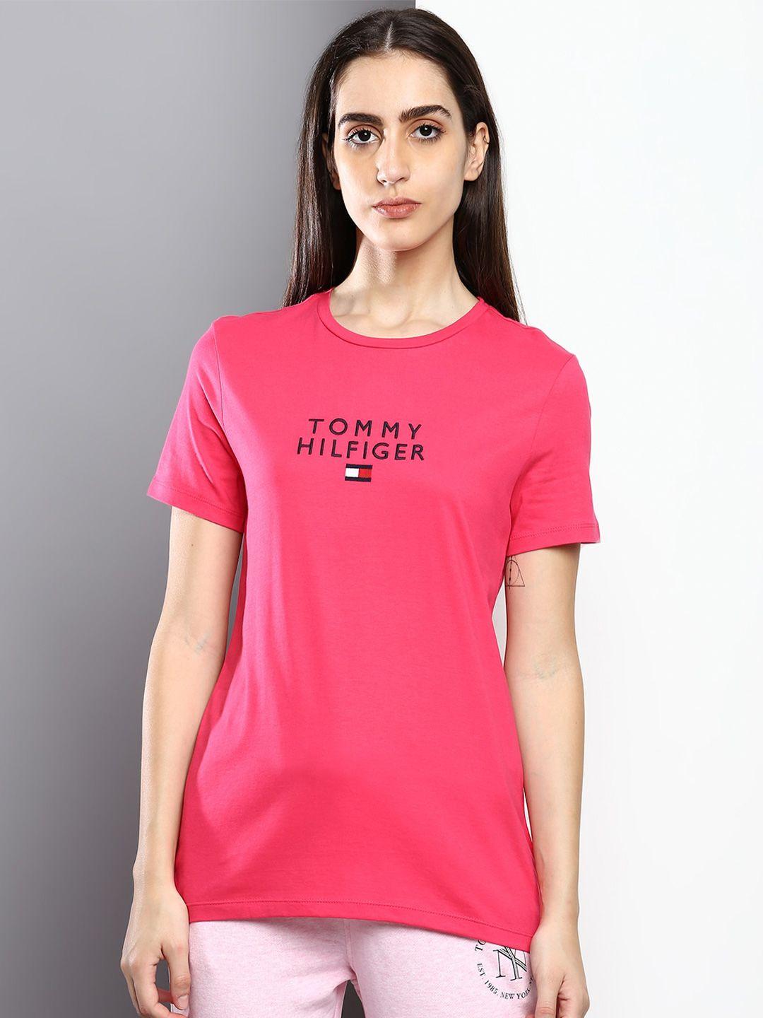 Tommy Hilfiger Women Brand Logo Embroidered Cotton T-shirt