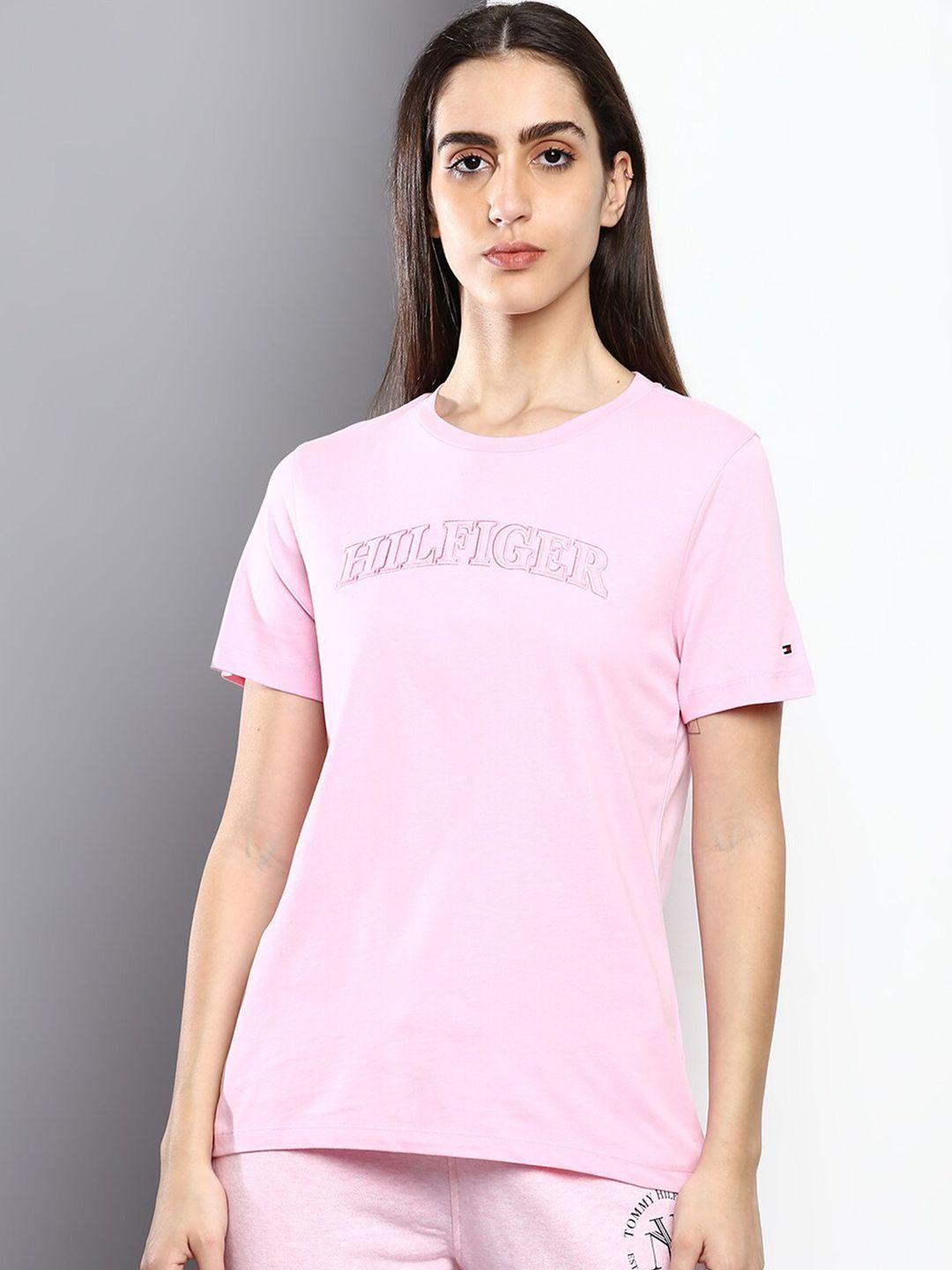 Tommy Hilfiger Women Cotton Typography Printed Round Neck T-shirt