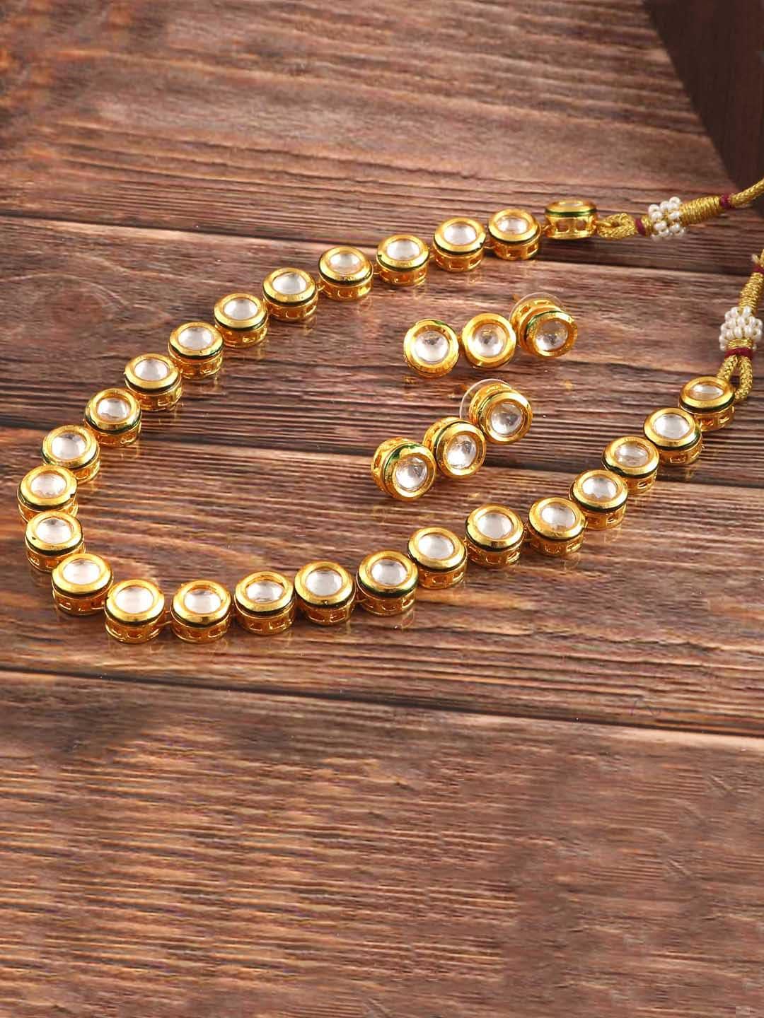 Jewar Mandi Gold-Plated Kundan-Studded Jewellery Set