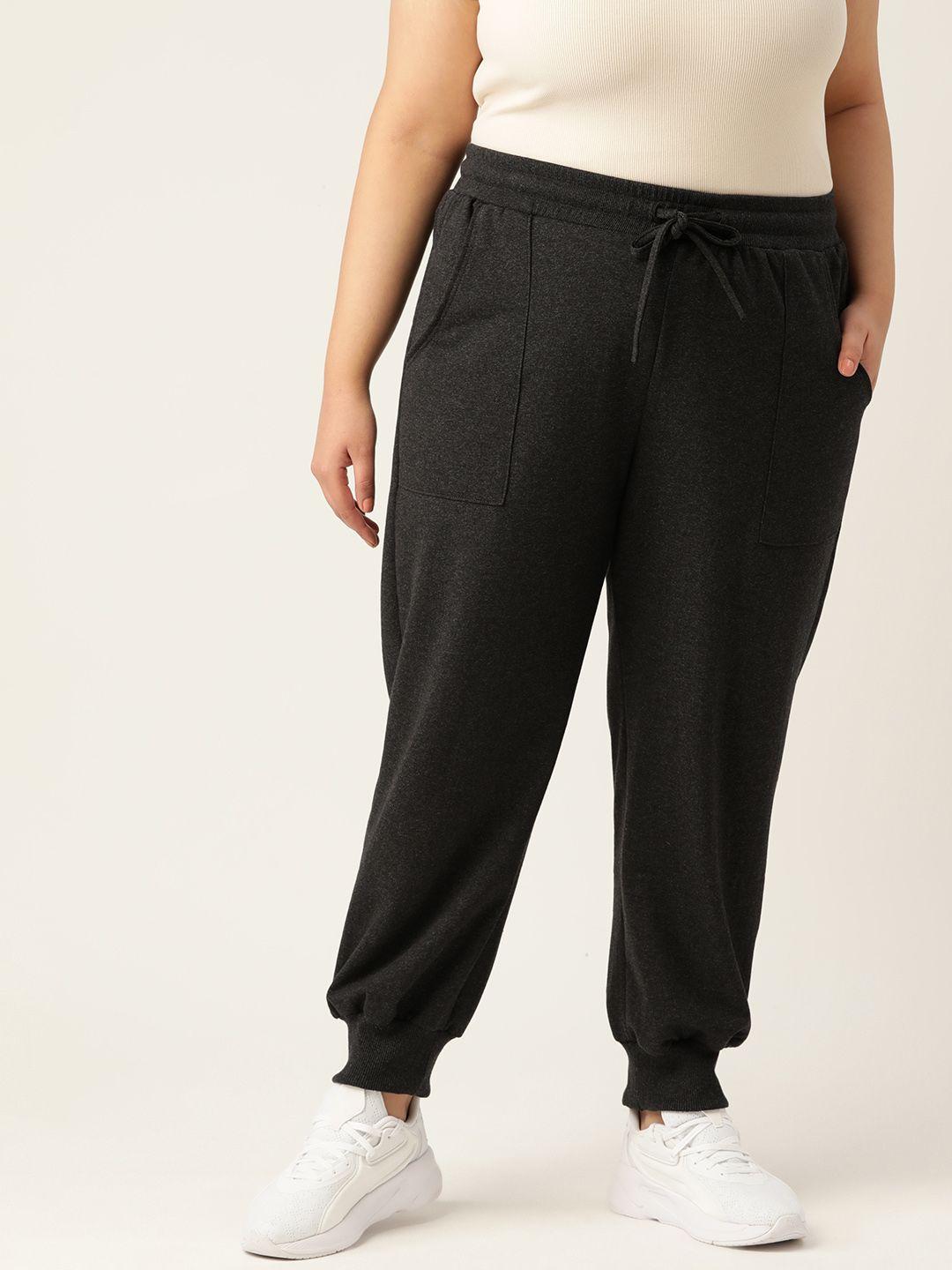 theRebelinme Plus Size Women Tapered Fit High-Rise Easy Wash Joggers