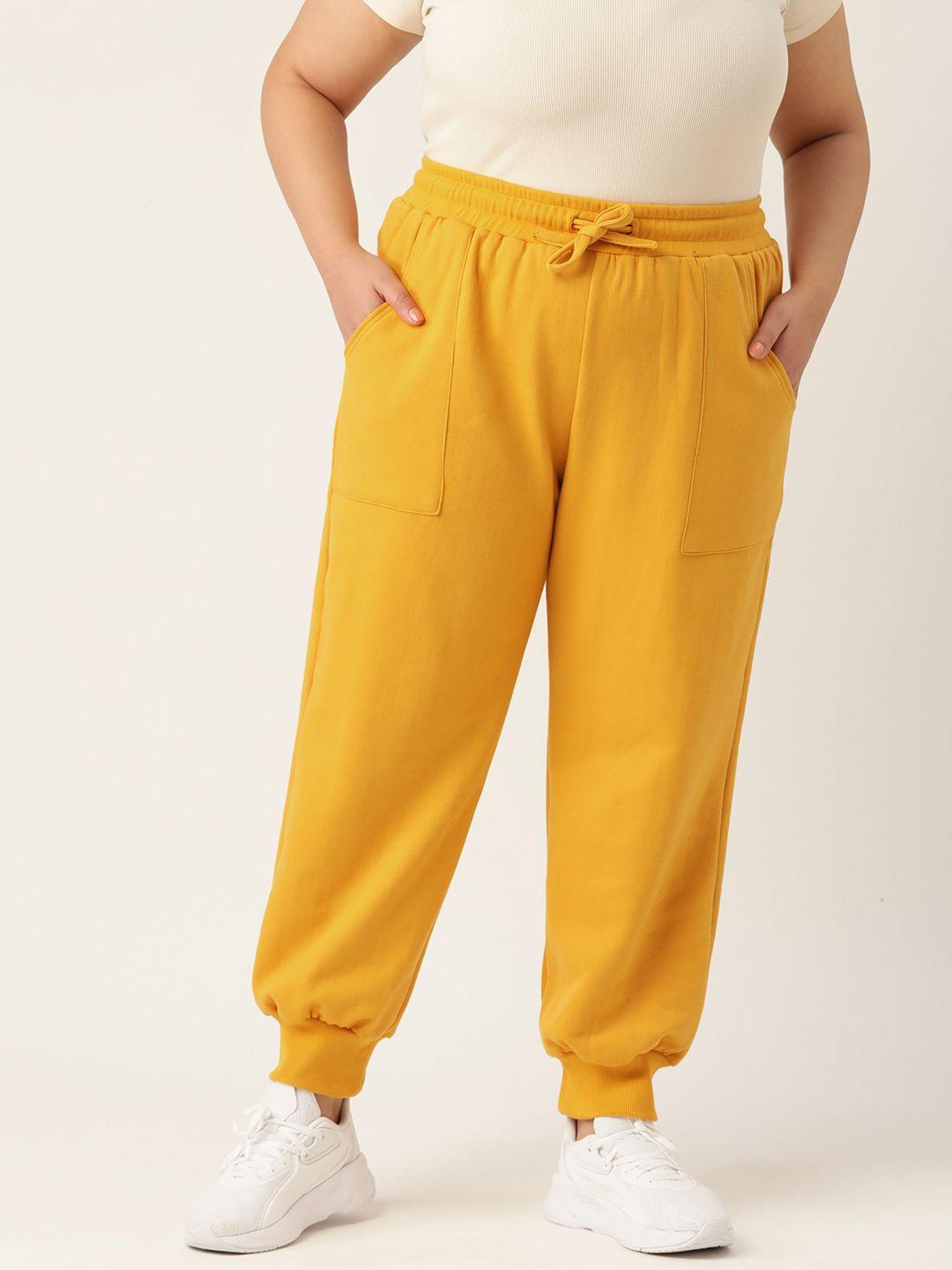 theRebelinme Plus Size Women Tapered Fit High-Rise Easy Wash Joggers