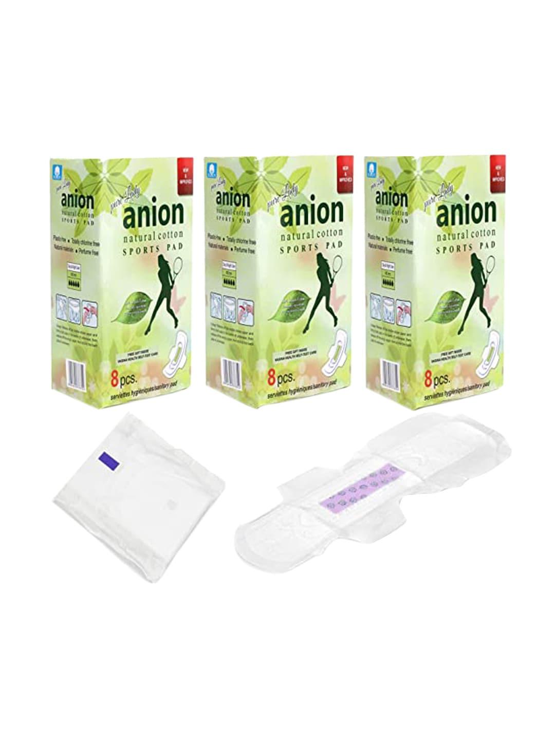 CareDone Set of 3 Anion Natural Cotton Ultra Thin Sports Sanitary Pads - 8 Pcs each
