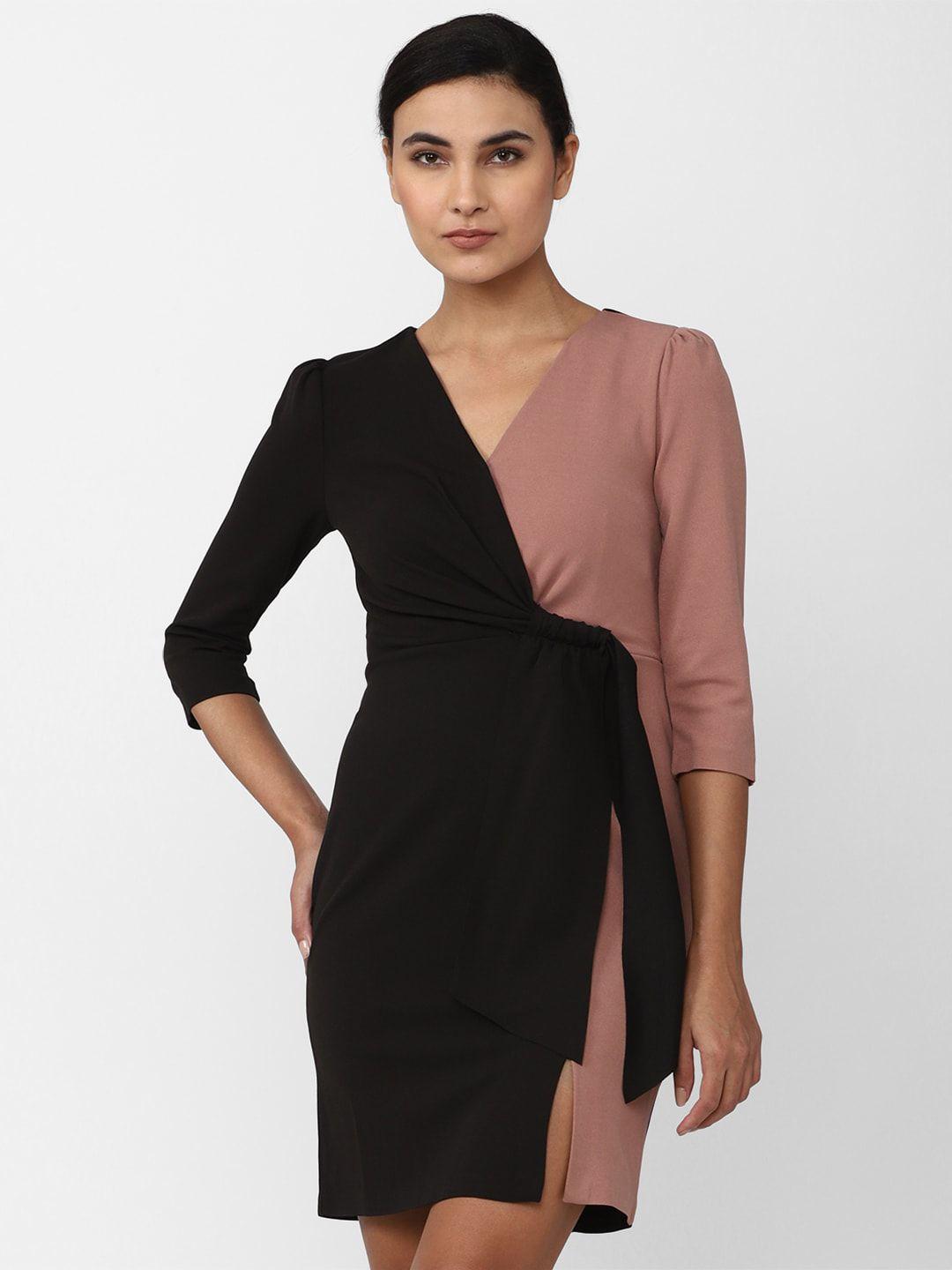 van-heusen-woman-black-colourblocked-colourblocked-dress