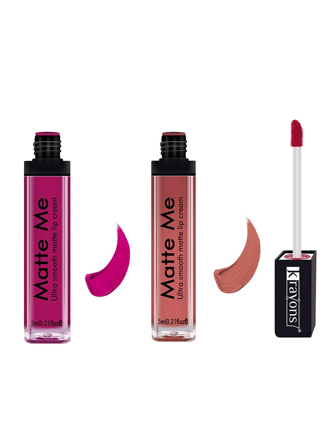 krayons Matte Me Set Of 2 Ultra Smooth Lip Cream Lipstick - Pink Fever & Hyper Orange