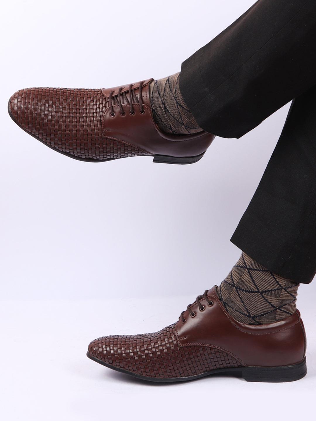 FAUSTO Men Textured Formal Derbys Shoes