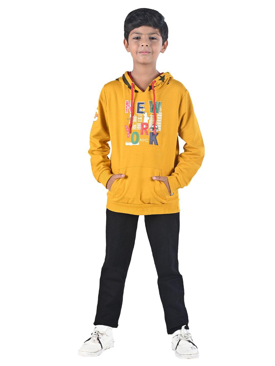 3pin-boys-mustard-printed-hooded-cotton-pullover-sweatshirt