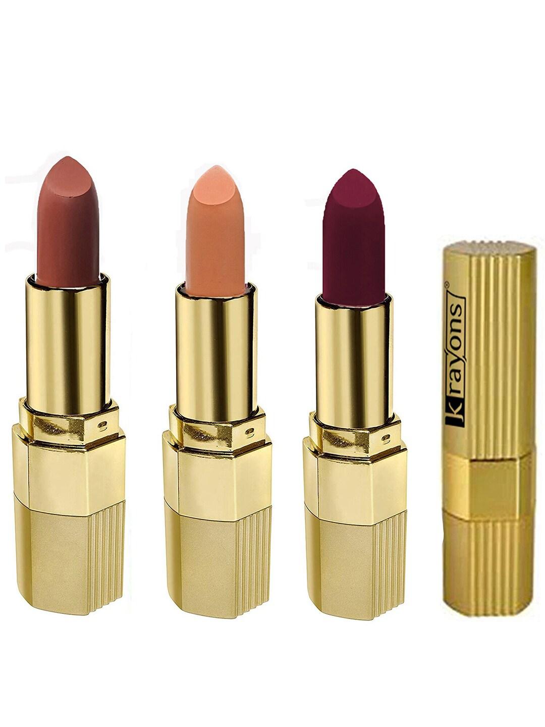krayons Set of 3 Desire Moisturizing & Long-Lasting Matte Lipstick - 3.5 g each