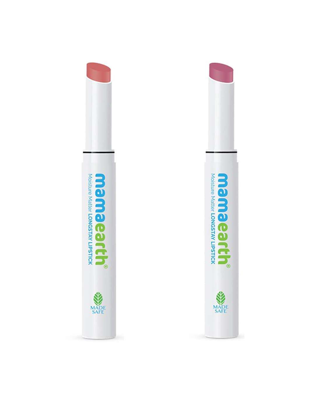 Mamaearth Set of 2 Moisture Matte Long Stay Lipsticks 4 g- Pink Tulip & Carnation Nude