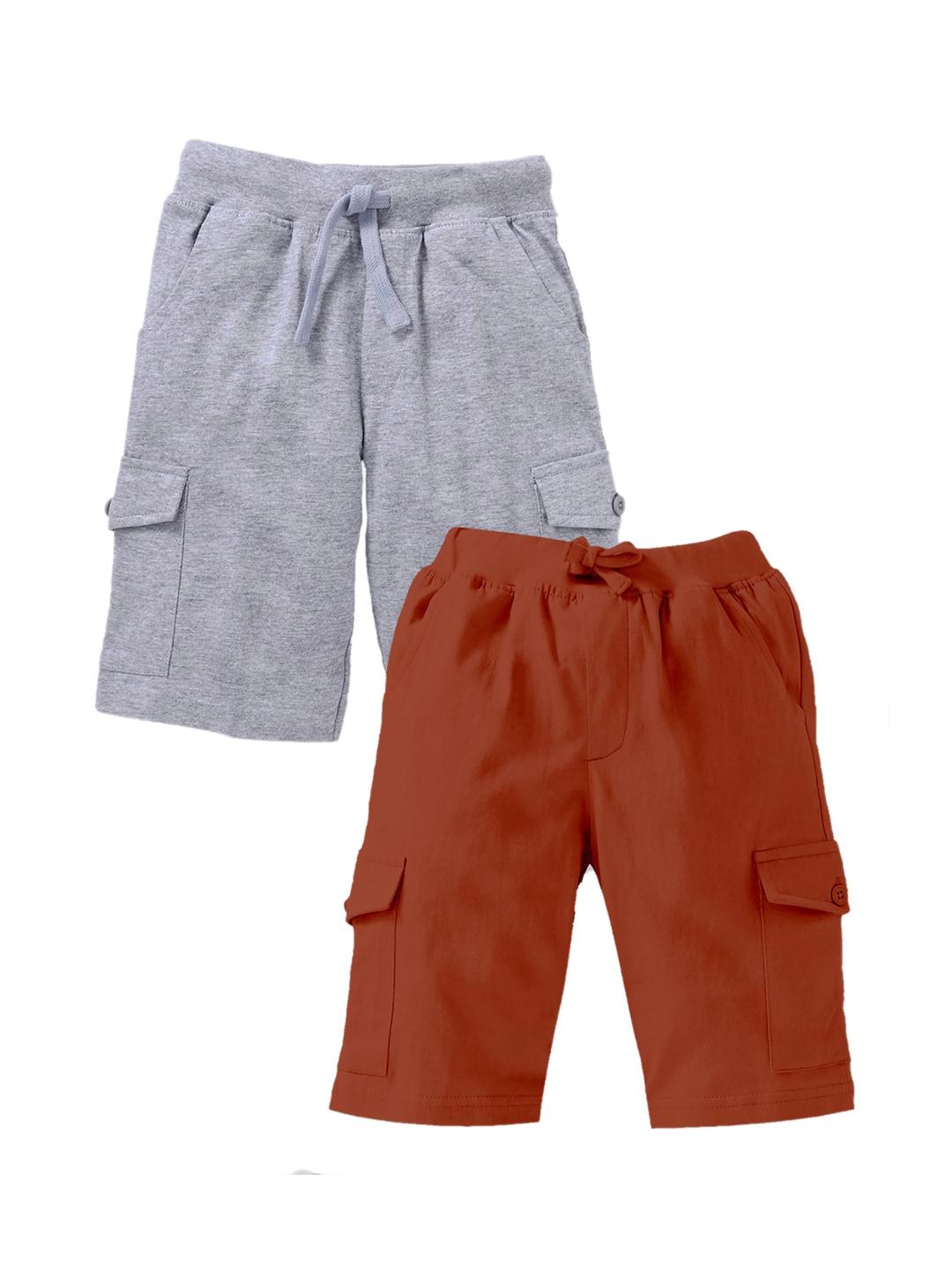 KiddoPanti Boys Pack Of 2 Cargo Cotton Shorts